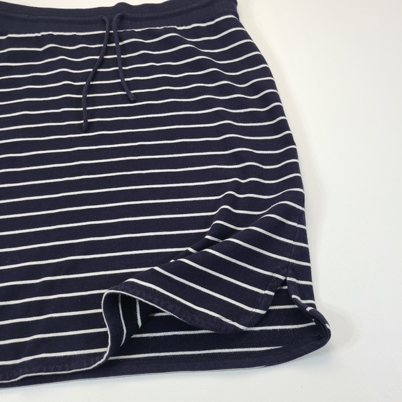 Talbots Cotton Modal Stripe Mini Skirt Black White Drawstring Waist, Size Medium - Picture 6 of 14